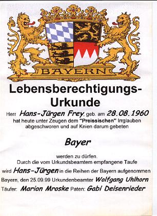 die Urkunde von IHM